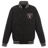 Las Vegas Raiders Poly Twill Varsity Jacket - Black - J.H. Sports Jackets