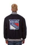 New York Rangers JH Design Wool Handmade Full-Snap Jacket - Navy - J.H. Sports Jackets