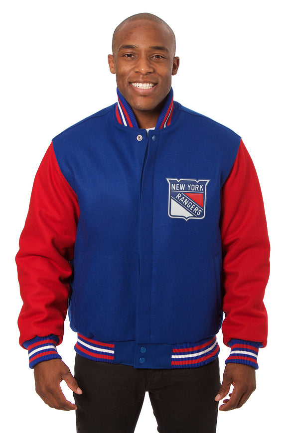 New York Rangers Handmade All Wool Two-Tone Jacket - Royal/Red - J.H. Sports Jackets