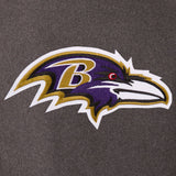 Baltimore Ravens Wool & Leather Reversible Jacket w/ Embroidered Logos - Charcoal/Black - J.H. Sports Jackets