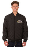 Baltimore Ravens Wool & Leather Reversible Jacket w/ Embroidered Logos - Charcoal/Black - J.H. Sports Jackets