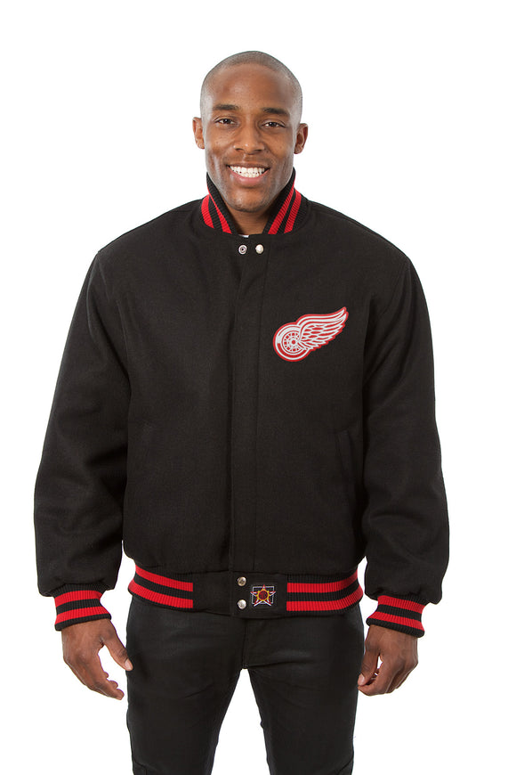 Detroit Red Wings JH Design Wool Handmade Full-Snap Jacket - Black - J.H. Sports Jackets