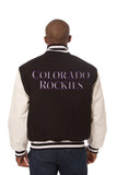 Colorado Rockies Domestic Two-Tone Handmade Wool and Leather Jacket-Black/White - J.H. Sports Jackets