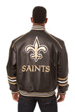 New Orleans Saints JH Design All Leather Jacket - Black/Gold - J.H. Sports Jackets
