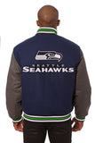 Seattle Seahawks JH Design Embroidered Wool Full-Snap Jacket-Navy/Grey - J.H. Sports Jackets