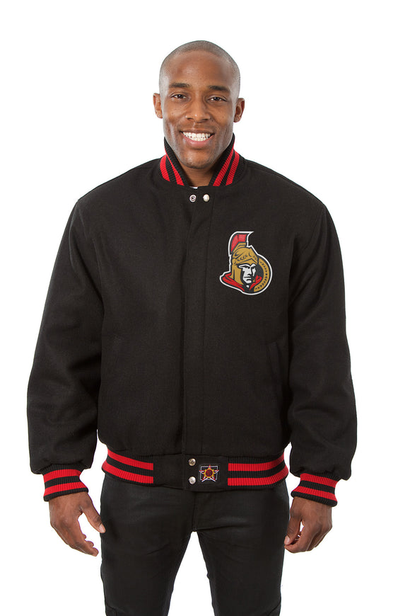 Ottawa Senators JH Design Wool Handmade Full-Snap Jacket - Black - J.H. Sports Jackets