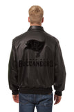Tampa Bay Buccaneers JH Design Tonal All Leather Jacket - Black/Black - J.H. Sports Jackets
