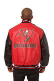 Tampa Bay Buccaneers JH Design All Leather Jacket - Red/Black - J.H. Sports Jackets