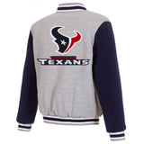 Houston Texans Two-Tone Reversible Fleece Jacket - Gray/Navy - J.H. Sports Jackets