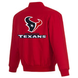 Houston Texans Poly Twill Varsity Jacket - Red - J.H. Sports Jackets