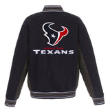 Houston Texans JH Design Wool Reversible Full-Snap Jacket – Navy - J.H. Sports Jackets