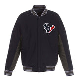 Houston Texans JH Design Wool Reversible Full-Snap Jacket – Navy - J.H. Sports Jackets