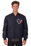 Houston Texans Wool & Leather Reversible Jacket w/ Embroidered Logos - Charcoal/Navy - J.H. Sports Jackets