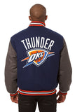 Oklahoma City Thunder Embroidered Handmade Wool Jacket - Navy/Grey - J.H. Sports Jackets