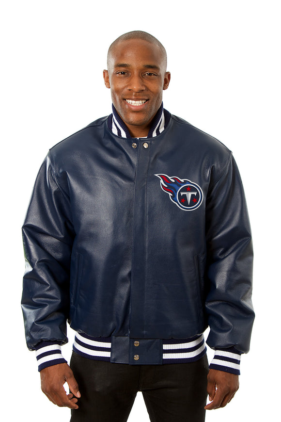 Tennessee Titans JH Design Handmade Full Leather Jacket-Navy - J.H. Sports Jackets