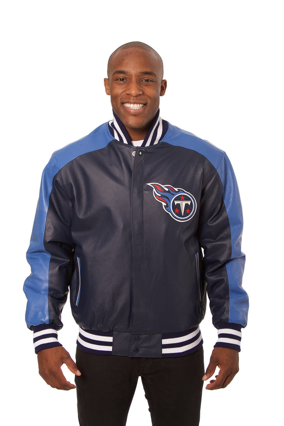 Tennessee Titans JH Design All Leather Jacket - Navy/Blue - J.H. Sports Jackets