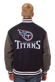 Tennessee Titans JH Design Embroidered Wool Full-Snap Jacket-Navy/Grey - J.H. Sports Jackets