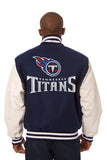 Tennessee Titans Two-Tone Wool and Leather Jacket-Navy/White - J.H. Sports Jackets