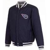 Tennessee Titans Two-Tone Reversible Fleece Jacket - Gray/Navy - J.H. Sports Jackets