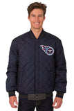 Tennessee Titans Wool & Leather Reversible Jacket w/ Embroidered Logos - Charcoal/Navy - J.H. Sports Jackets