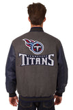 Tennessee Titans Wool & Leather Reversible Jacket w/ Embroidered Logos - Charcoal/Navy - J.H. Sports Jackets