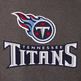 Tennessee Titans Wool & Leather Reversible Jacket w/ Embroidered Logos - Charcoal/Navy - J.H. Sports Jackets