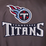 NFL JH Design Tennessee Titans Poly Twill Varsity Jacket - Black - J.H. Sports Jackets