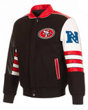 San Francisco 49ers JH Design Wool & Leather - Black - J.H. Sports Jackets