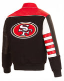 San Francisco 49ers JH Design Wool & Leather - Black - J.H. Sports Jackets