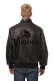 Minnesota Vikings JH Design Tonal All Leather Jacket - Black/Black - J.H. Sports Jackets