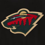 Minnesota Wild Reversible Wool Jacket - Embroidered Logos JH Design Black - J.H. Sports Jackets