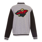 NHL Minnesota Wild  JH Design Two-Tone Reversible Fleece Jacket - Gray/Black - J.H. Sports Jackets