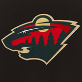 Minnesota Wild - JH Design Reversible Fleece Jacket with Faux Leather Sleeves - Black/White - J.H. Sports Jackets
