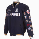 New York Yankees Special Edition 27-TIME World  Series Champions Reversible Wool Jacket-Navy - J.H. Sports Jackets