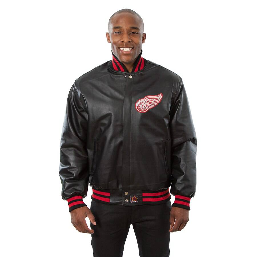 ジャケット・アウター   Red Label Leather Jacket Detroit Red Wings Full Leather Jacket - Black