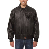 Las Vegas Raiders JH Design Tonal Leather Jacket - Black - J.H. Sports Jackets