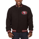 San Francisco 49ers JH Design Wool Full-Snap Jacket-Black - J.H. Sports Jackets