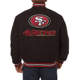 San Francisco 49ers JH Design Wool Full-Snap Jacket-Black - J.H. Sports Jackets
