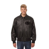 San Francisco 49ers JH Design Tonal All Leather Jacket - Black - J.H. Sports Jackets