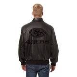 San Francisco 49ers JH Design Tonal All Leather Jacket - Black - J.H. Sports Jackets