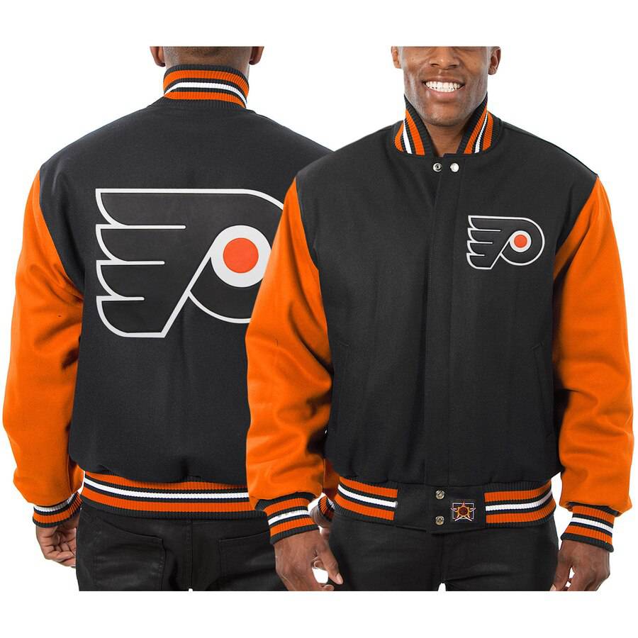 Philadelphia Flyers Embroidered All Wool Two-Tone Jacket - Black/Orang
