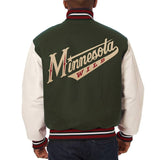 Minnesota Wild Two-Tone Wool and Leather Jacket - Green/White - J.H. Sports Jackets