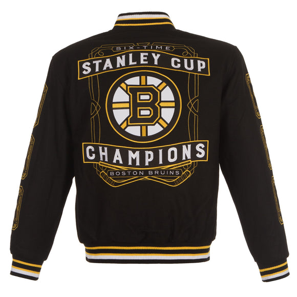 Boston Bruins Commemorative Reversible Wool Championship Jacket - Black - J.H. Sports Jackets