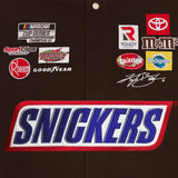 Kyle Busch Brown Snickers Full-Snap Twill Uniform Jacket - Limited Edition. JH Design - J.H. Sports Jackets