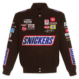 Kyle Busch Brown Snickers Full-Snap Twill Uniform Jacket - Limited Edition. JH Design - J.H. Sports Jackets