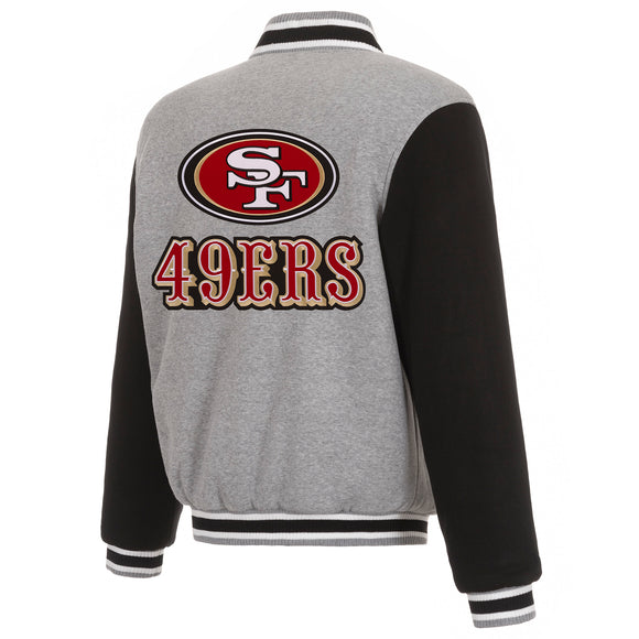 San Francisco 49ers Two-Tone Reversible Fleece Jacket - Gray/Black - J.H. Sports Jackets
