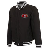 San Francisco 49ers Two-Tone Reversible Fleece Jacket - Gray/Black - J.H. Sports Jackets