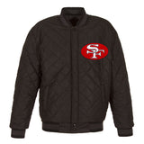 San Francisco 49ers Wool & Leather Throwback Reversible Jacket - Charcoal - J.H. Sports Jackets