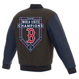 Boston Red Sox JH Design 2018 World Series Champions Wool & Leather Full-Snap Reversible Jacket – Charcoal - JH Design