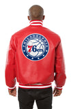 Philadelphia 76ers Full Leather Jacket - Red - JH Design